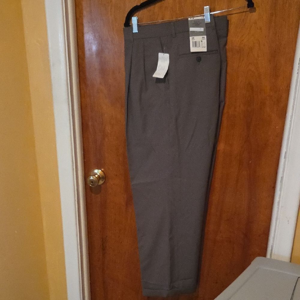 Gray Dress Pants with Straight Leg Design